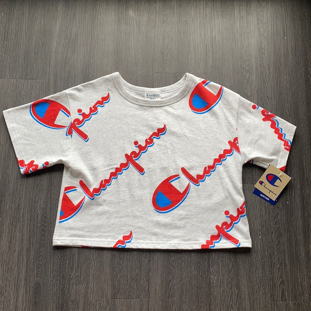 NWT Champion Cotton Cropped Tee, Sz S